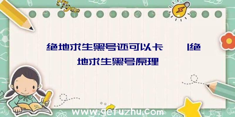 「绝地求生黑号还可以卡嘛」|绝地求生黑号原理